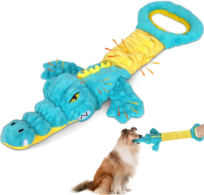 Duck Shape No-Stuffing Squeaky Crinkle Dog Toys for Small to Large Breeds, 3 Pack