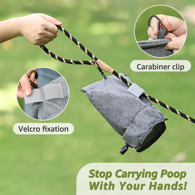 Reusable dog waste bag holder with waterproof design, magnetic closure, and portable attachment options
