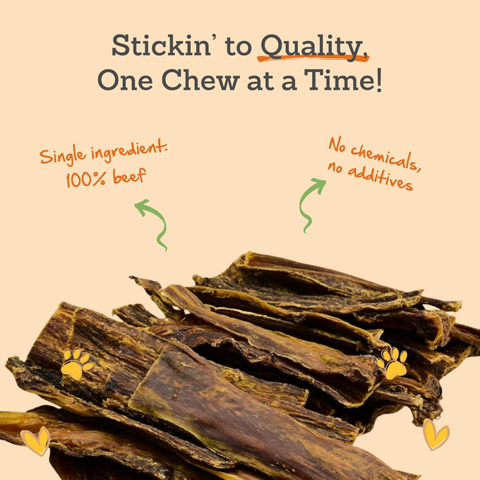 Advance Pet Products Premium Buffalo Gullet Flat Jerky Dog Treats, Natural & Gluten-Free Chews for Large, Medium & Small Breed Dogs, 30 Count, 1lb