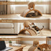 wood cat arch scratching ball on stand with arched bridge and rotating sisal balls for big cats indoor use