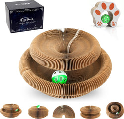 Goosheep kitty curls cat toys 1 pack, magic organ cat scratching post, cardboard cat scratcher pad ball scratcher board for indoor cats