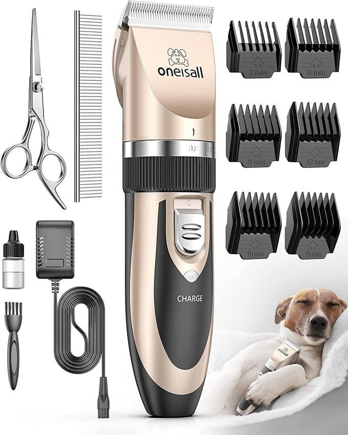 oneisall gold dog clipper kit rechargeable low noise pet shaver for dogs cats pets