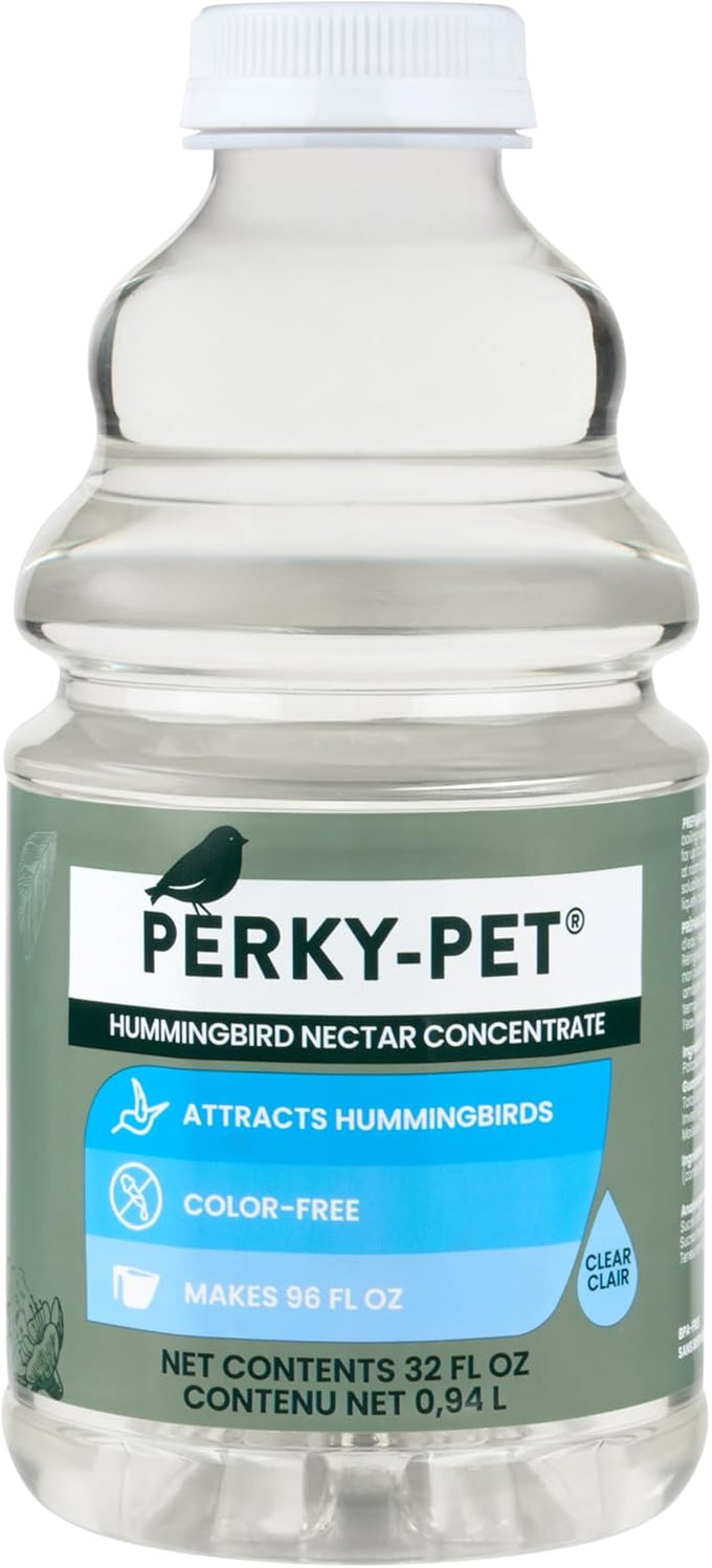 Perky-Pet Hummingbird Nectar Concentrate, 32 oz, Makes 96 fl oz of Nectar, 238cl, 3:1 or 4:1 Mixing Ratio