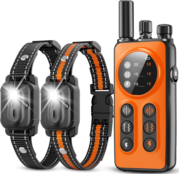 Dog shock collar for 2 dogs, 3300ft remote range with real-time dual-channel control, orange, fits 8-120 lbs all breeds sizes