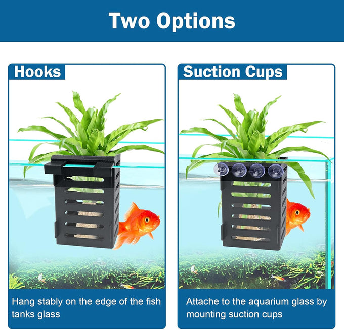 Black aquarium plant holder 4 PCS with 24 hooks, 20 suction cups for fish tank decorations