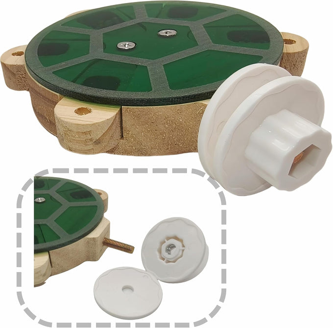 Wooden 5-Drawer Parrot Puzzle Feeder Toy with Acrylic Cover, Green, for Small Pets and Birds