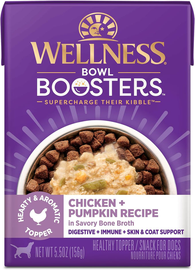 Wellness Bowl Boosters Simply Shreds Variety Pack Wet Dog Food Topper for Small, Medium, and Large Breeds, Grain Free, Natural, Chicken Recipes, 2.8 oz, Pack of 12 Pouches
