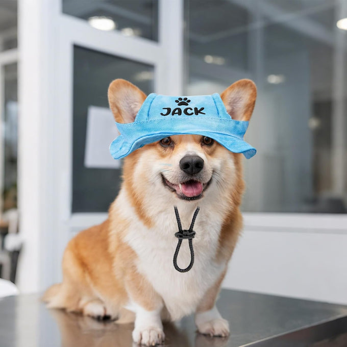 DYOART Custom Dog and Cat Visor Hats with Ear Holes, Personalized with Pet's Name, Multiple Sizes