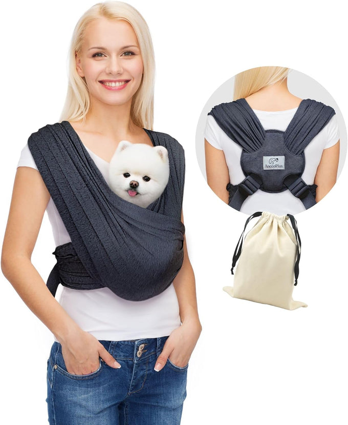 anccoplus charcoal black hands-free front facing small dog carrier with adjustable size