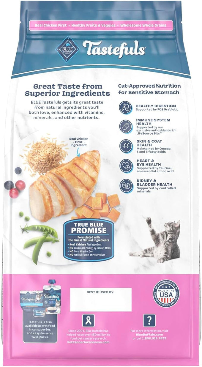 Blue Buffalo 7-lb Chicken Recipe Adult Sensitive Stomach Cat Food, Made in USA with Natural Ingredients