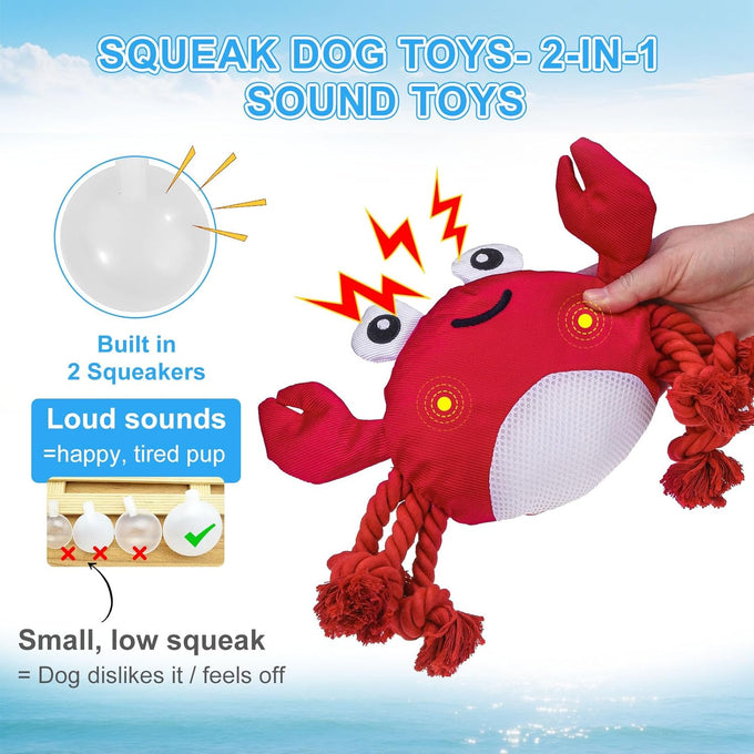Beautyzoo floating dog water pool toys 2 pack, squeaky whale & crab design, medium/large dogs, durable summer water dog toy