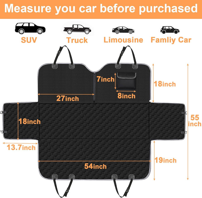 Mancro 2026 upgraded 600D waterproof dog car seat cover for back seat, standard, black