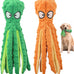 hgb large dog toys octopus no stuffing crinkle plush 2 pack for puppies and large breeds