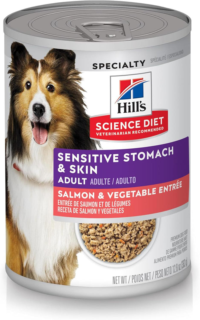 Hills science diet adult sensitive stomach salmon 12.8 oz cans 12 pack