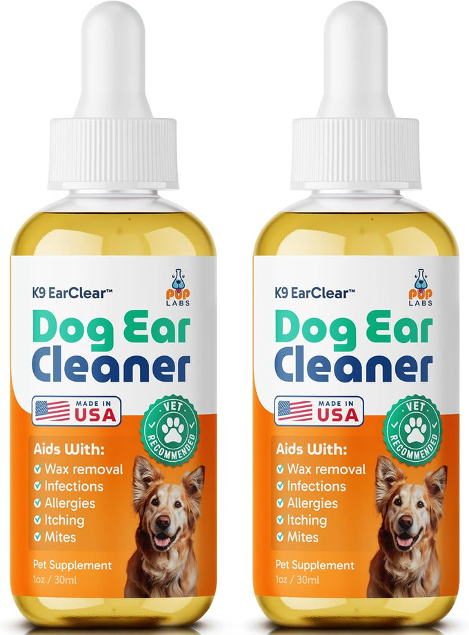 pup labs ear clear natural dog ear cleaner infection treatment drops 1 oz bottle dropper