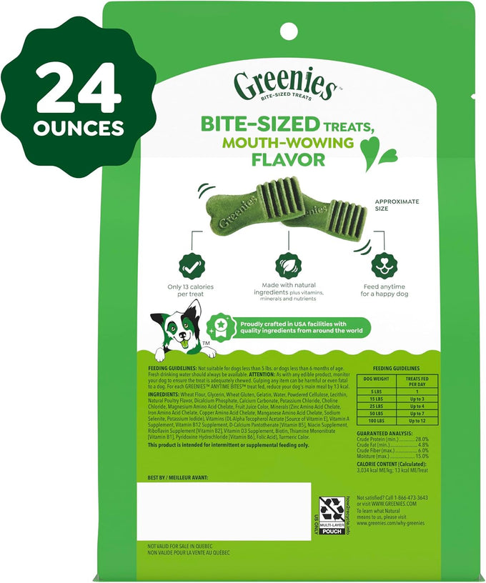 Greenies Original Flavor Anytime Bites Dog Treats, 24 oz, Small, Irresistible Taste, USA Made, 13 Calories Per Treat