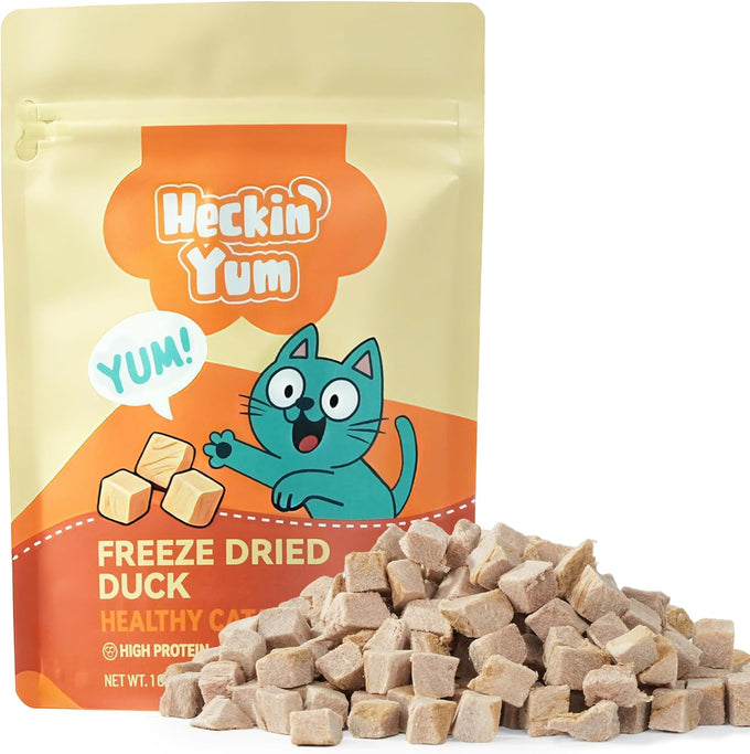 Single Ingredient Duck Bites Freeze Dried Cat Treats Grain-Free High Protein Healthy Training Snacks for Cats & Dogs 1 oz