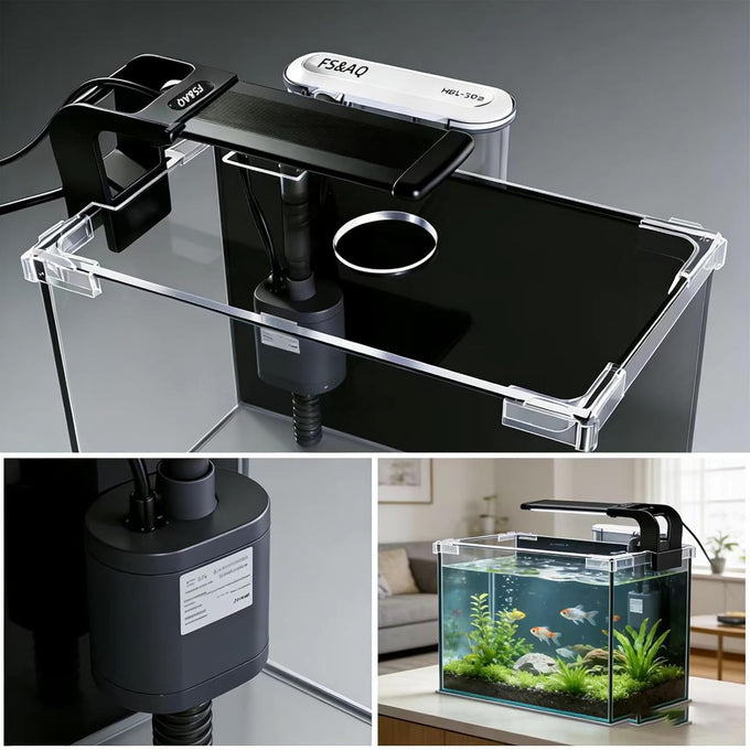 Fs&Aq 2.5-gallon betta fish tank with filter, light, and lid, perfect for desktops, offices, and beginners