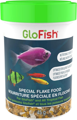 GloFish Special Flake Dry Fish Food for Brightness, 1.59 oz, optimized formula for GloFish and small to mid-size tropical fish