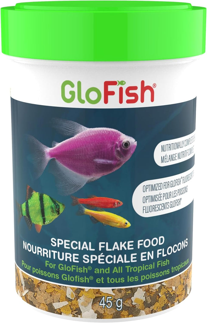 GloFish Special Flake Dry Fish Food for Brightness, 1.59 oz, optimized formula for GloFish and small to mid-size tropical fish