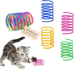 Andiker 12-piece sturdy and heavy plastic interactive cat spiral spring toys for kittens in 4 bright colors