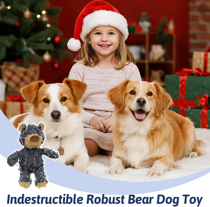 maxbeck indestructible robust bear dog toy a-navy size large