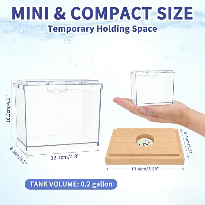 MoonOrange 0.2 Gallon Mini Betta Fish Tank Kit with LED Light Base, Stackable Cube Tank for Small Fish and Pets
