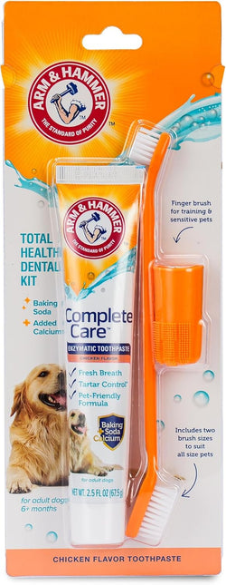 Arm & Hammer Dog Dental Kit with Enzymatic Toothpaste 2.5 oz Chicken Flavor and Baking Soda