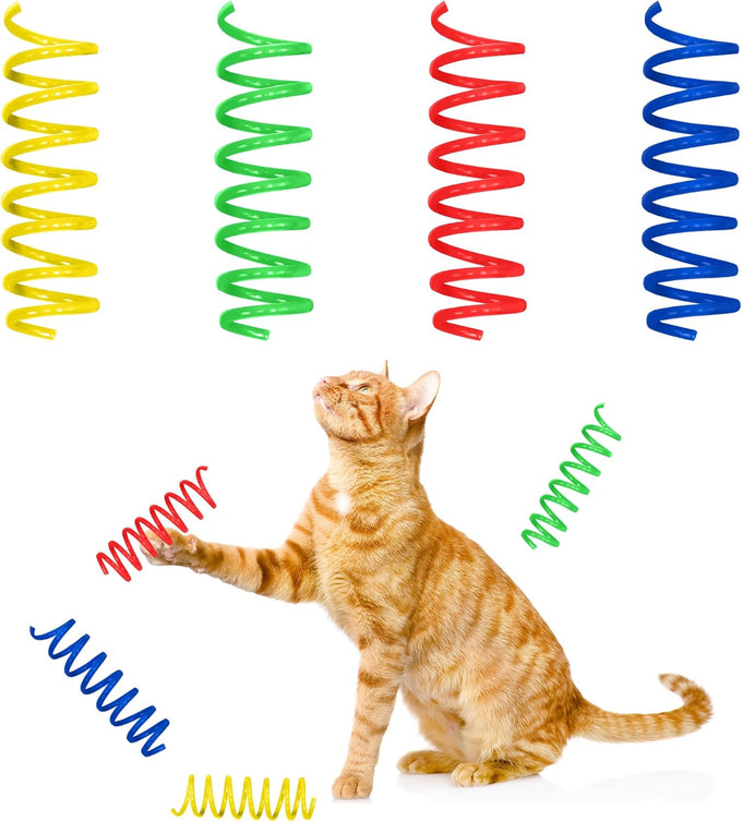 3" colorful springs cat toys, 10-pack, multi-color, bouncy coils for indoor cats and kittens