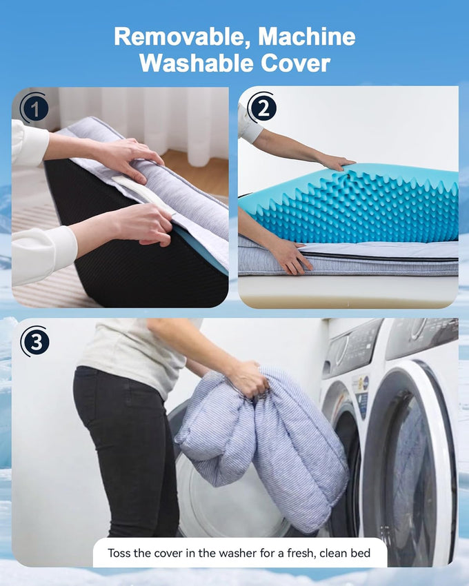 Medium cooling dog bed with orthopedic memory foam, waterproof, and washable nylon cover, blue, 36 inches