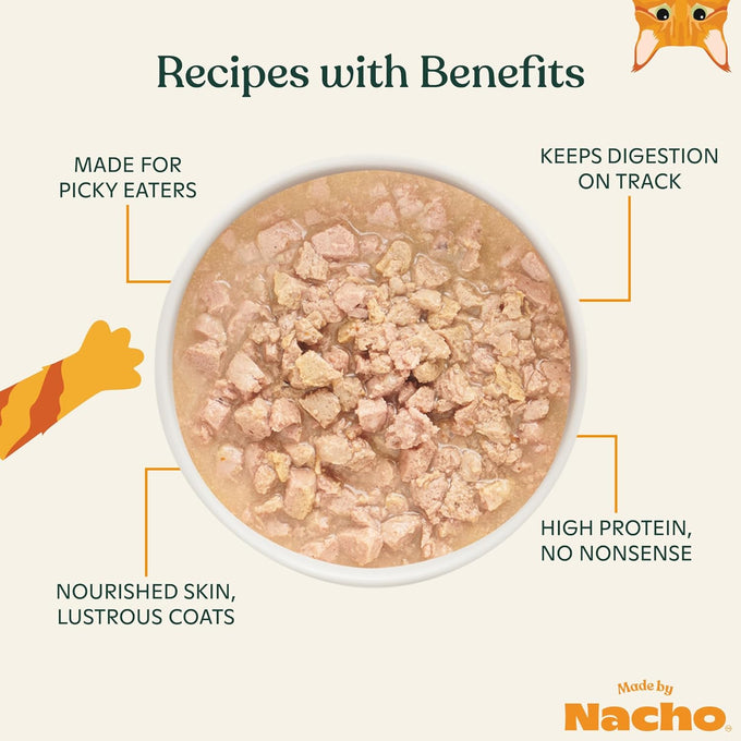 Made by Nacho Grass-Fed Grain-Finished Minced Beef Wet Cat Food in Bone Broth 10 Pack