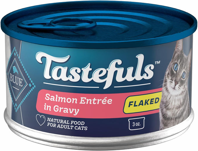blue buffalo tastefuls flaked wet cat food variety pack, real meat, tuna, chicken, fish & shrimp, 12 count, 4 of each