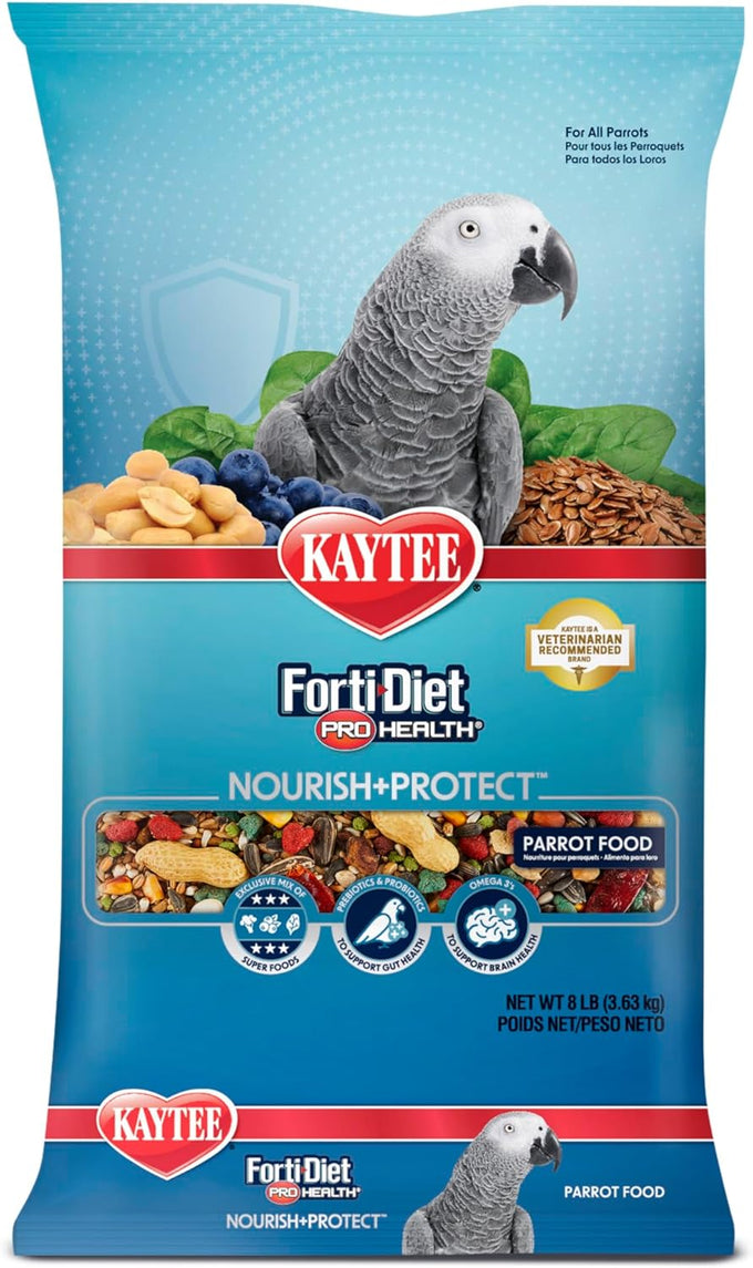 Kaytee Forti-Diet Pro Health Gourmet Parrot Food for Brain Heart Immune Digestive Health, 8 Pound
