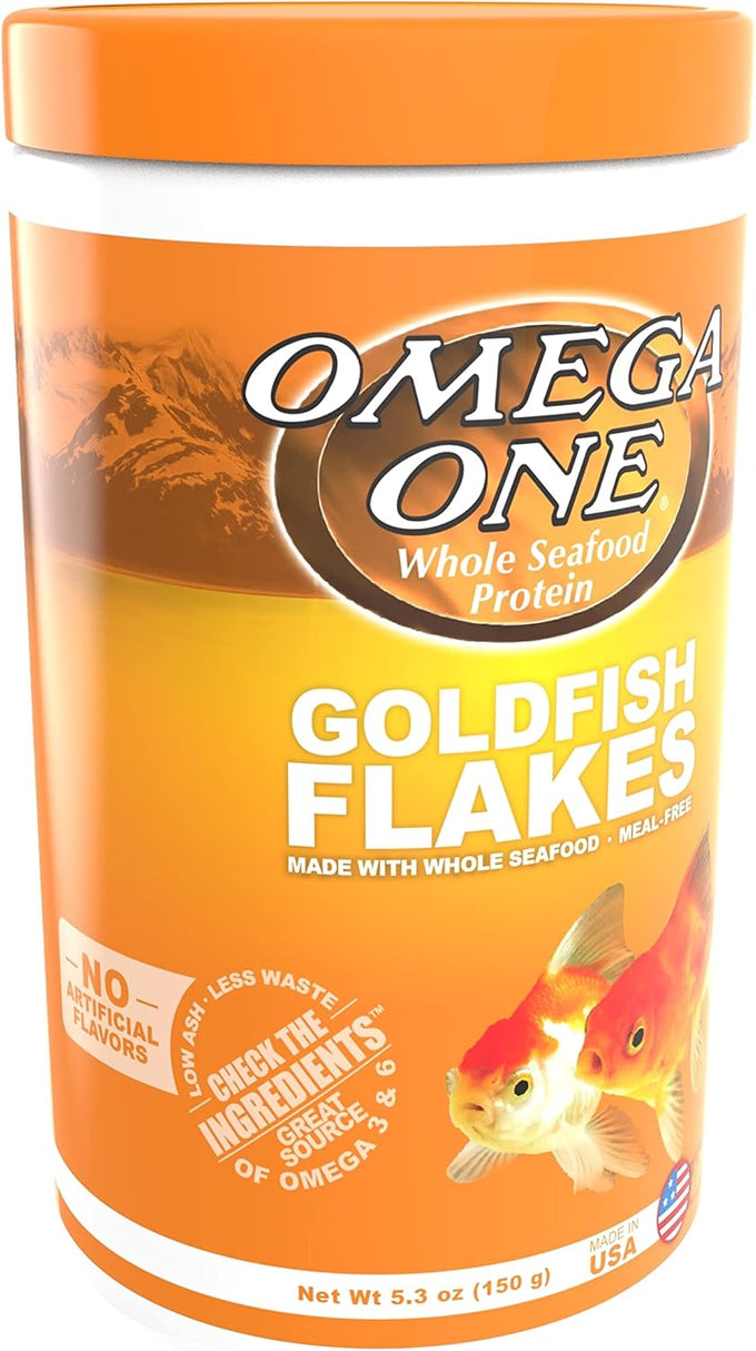 Omega One Goldfish Flakes, 5.3 oz, Natural Fish Food for Healthy Goldfish Color and Growth