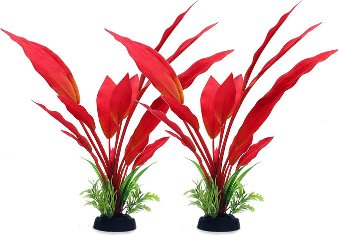 12 inch silk aquarium plants, artificial green decorations for fish tank, aquarium decor 2 pack