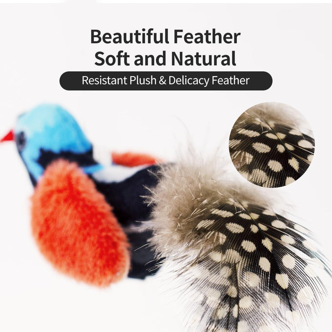 Whisker World 2-Pack Catnip Bird Toys with Lifelike Chirp Sound and Real Feather