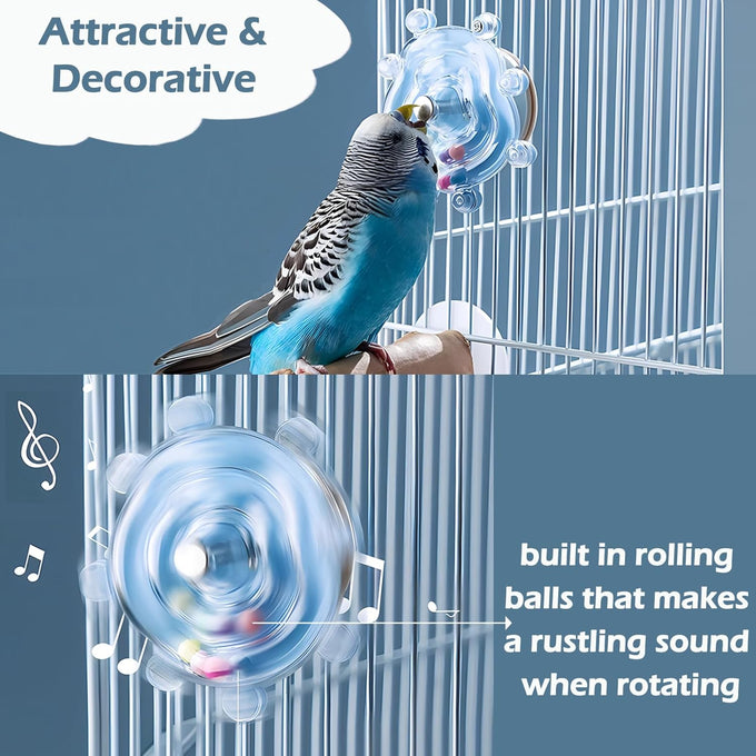 Parakeet Toys Colorful Spinner Rattle Bird Cage Enrichment Chewing Exercise for Parrots, 2pcs Random Color