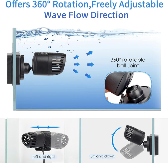 hygger mini wave maker for 15-40 gallon aquarium with magnetic mount 530 gph