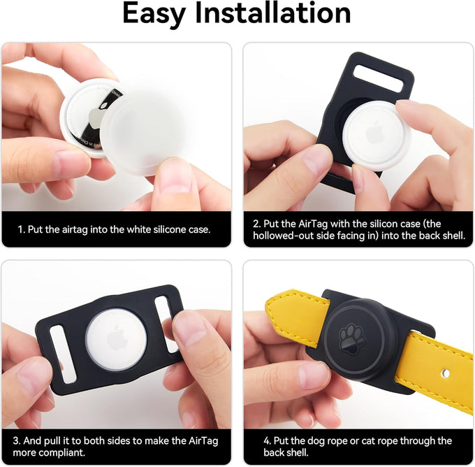 GOCII waterproof dog collar holder 2-pack for Apple AirTag Gen 1 & 2, black silicone case