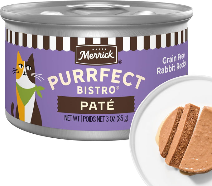 Merrick grain free rabbit pate cat food 3 oz cans, pack of 24, wet cat food for strong muscles and overall health