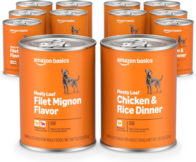Amazon Basics Wet Dog Food, Cuts in Gravy Filet Mignon Flavor, 13.2 oz (12 Pack)