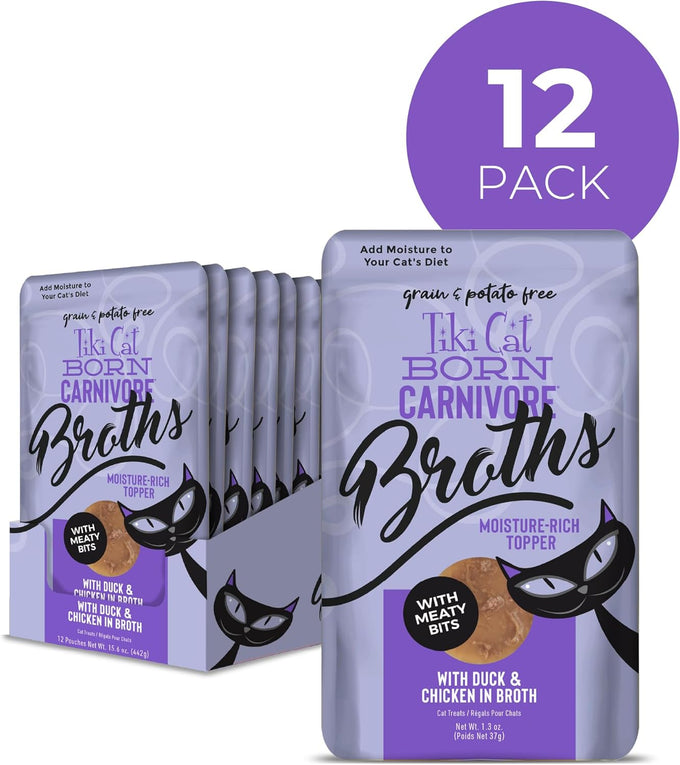 tiki cat born carnivore broths duck chicken recipe hydration supplement cat food topper 12 count