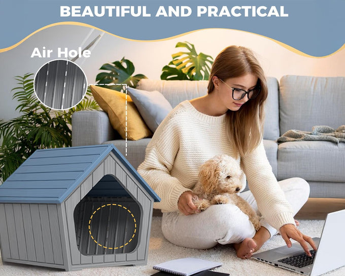 drato dog house indoor outdoor durable resin material houses for small dogs weatherproof cozy shelter