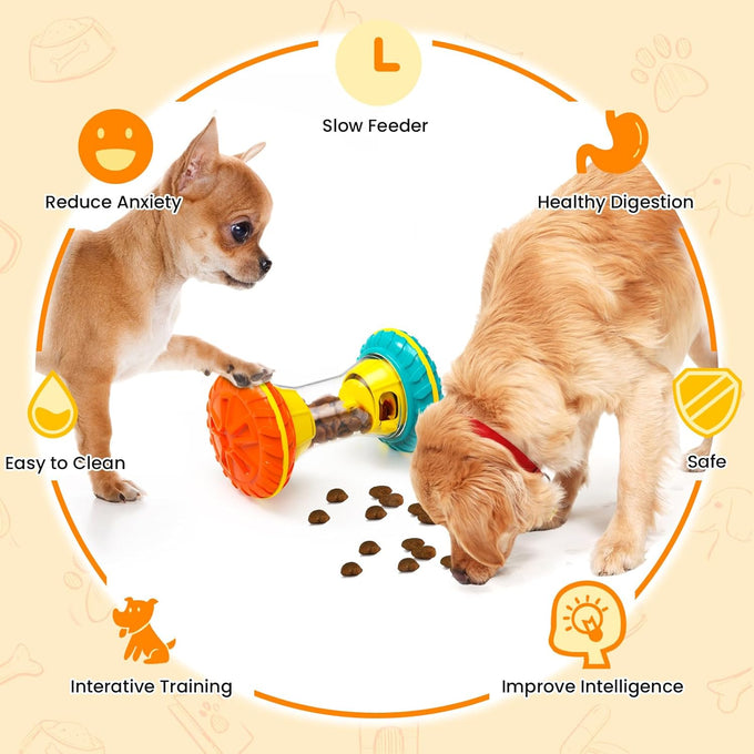 BoYoYo Interactive Dog Puzzle Toy, Sturdy ABS and Nylon, Rubber Roller, for Smart Dogs, Yellow
