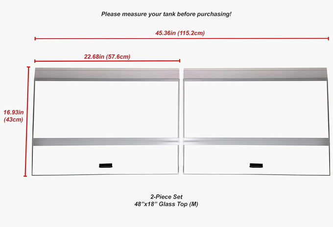 H2Pro tempered glass aquarium canopy for 70-110 gallon tanks, 22.68 x 16.93 x 0.16in, 2 piece set