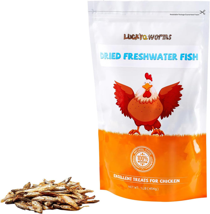 LuckyQworms Dried Freshwater Fish 1 Lbs Resealable Bag – Natural High-Protein (30% Min) Food for Turtles, Reptiles, Large Tropical Fish, Cats, and Small Pets