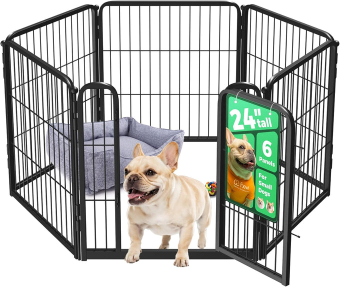 FXW Homeplus unleashed 24 inch 6 panels heavy duty black dog playpen for puppy and small dogs