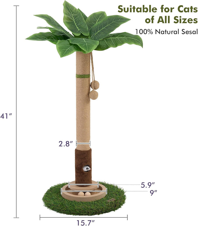 Woochpet 35'' Tall Cat Scratcher Tree Tower with Cat Toy Mouse Hole and Interactive Wooden Ball for Indoor Cats
