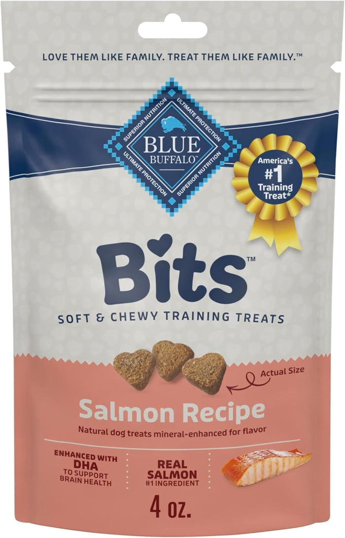Blue Buffalo Bits Soft Dog Training Treats with Natural Salmon Recipe, 4-oz Bag, No Chicken or Soy