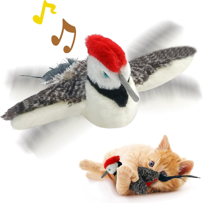 Flapping Wings Sparrow Catnip Toy, Touch Activated, Rechargeable, Chirping Bird Interactive Toy for Kittens and Small Dogs